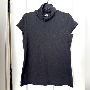 CAbi 3632 Roll Up Tee Cap Sleeve Turtleneck Medium EUC